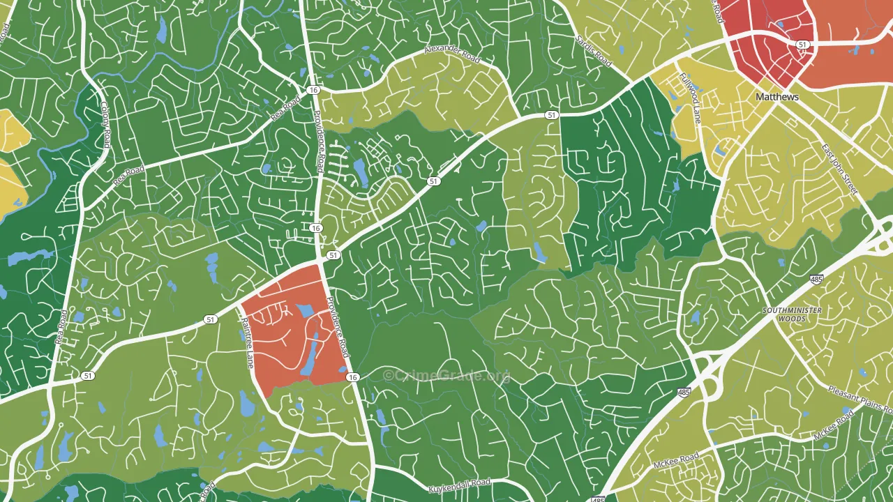 Hembstead, Charlotte, NC Map of Robbery Rates