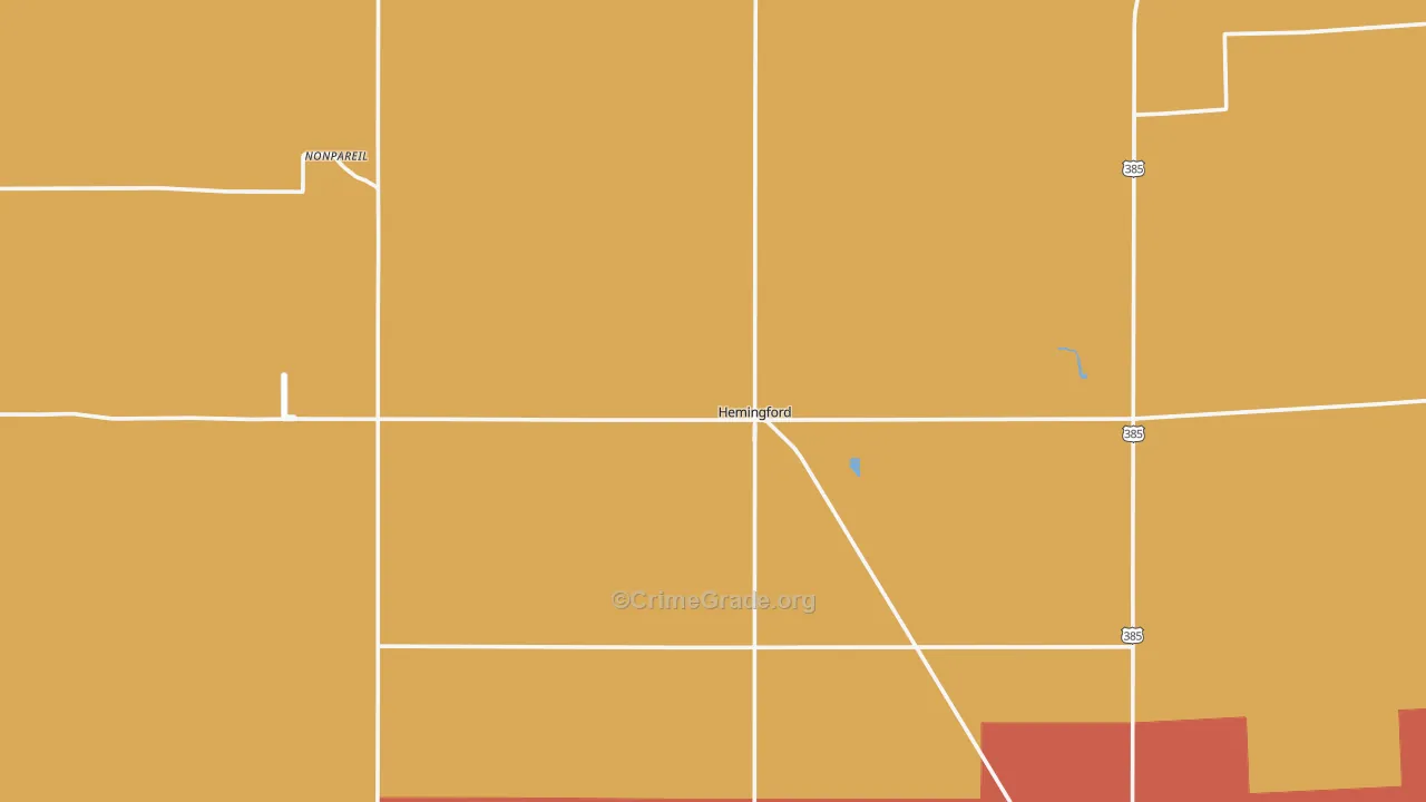 Hemingford, NE Map of Robbery Rates
