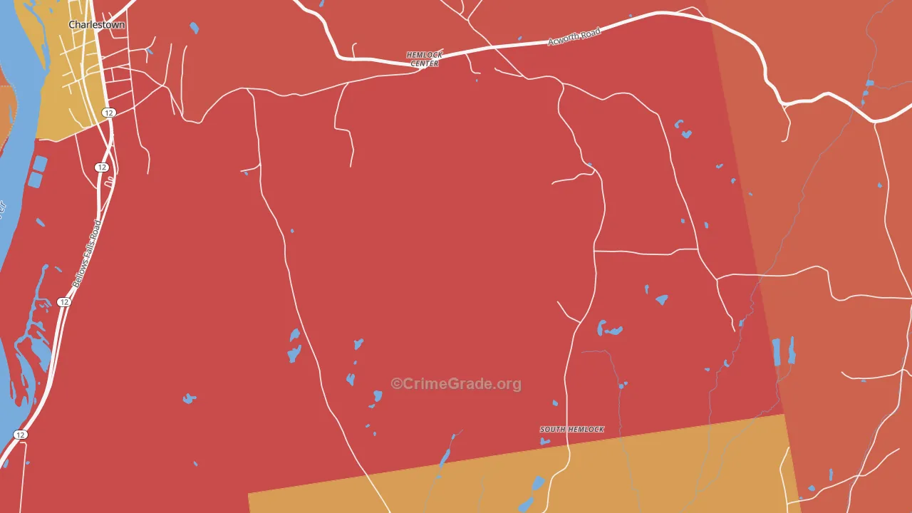 Hemlock Center, NH Map of Robbery Rates