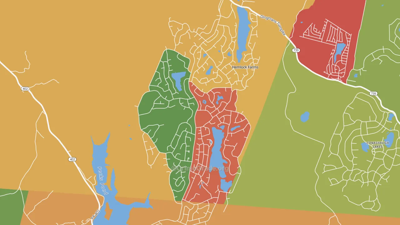 Hemlock Farms, PA Map of Robbery Rates