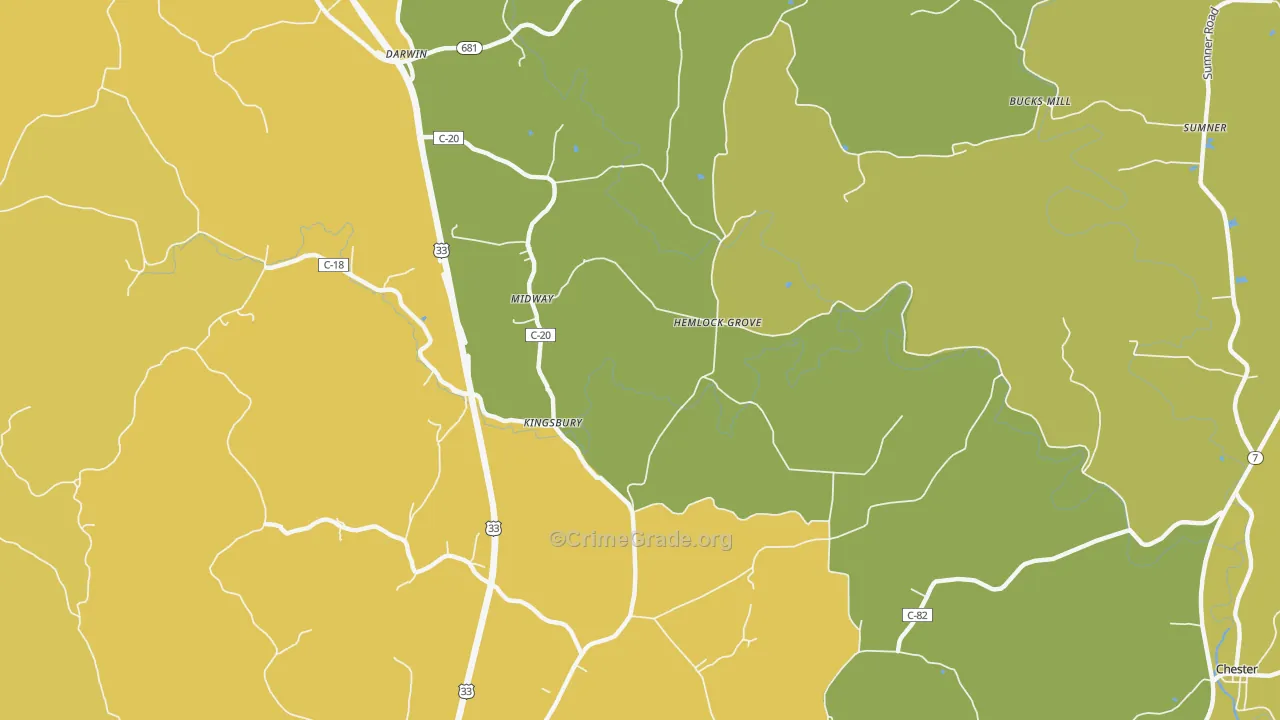 Hemlock Grove, OH Map of Robbery Rates