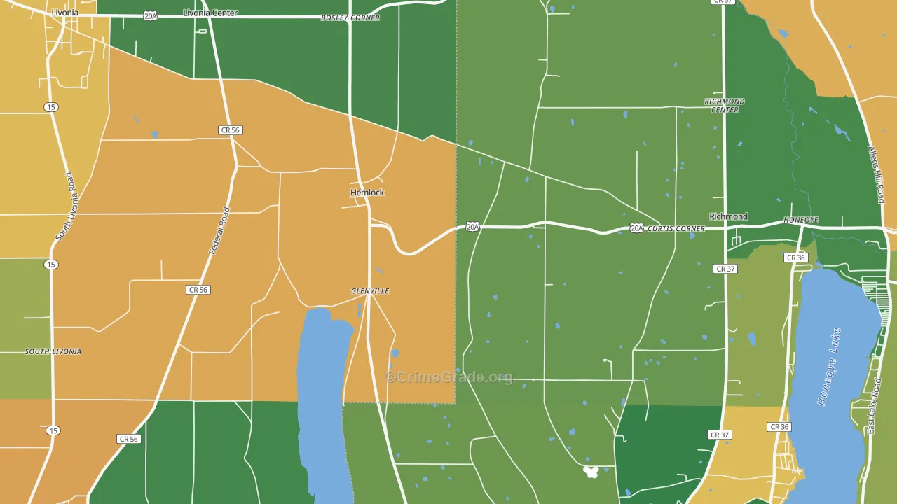 Hemlock, NY Map of Robbery Rates