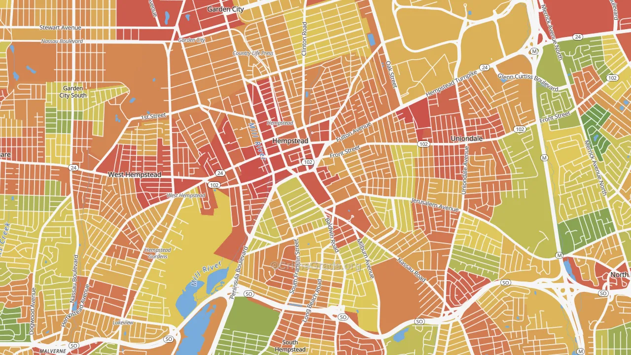 Hempstead, NY Map of Robbery Rates