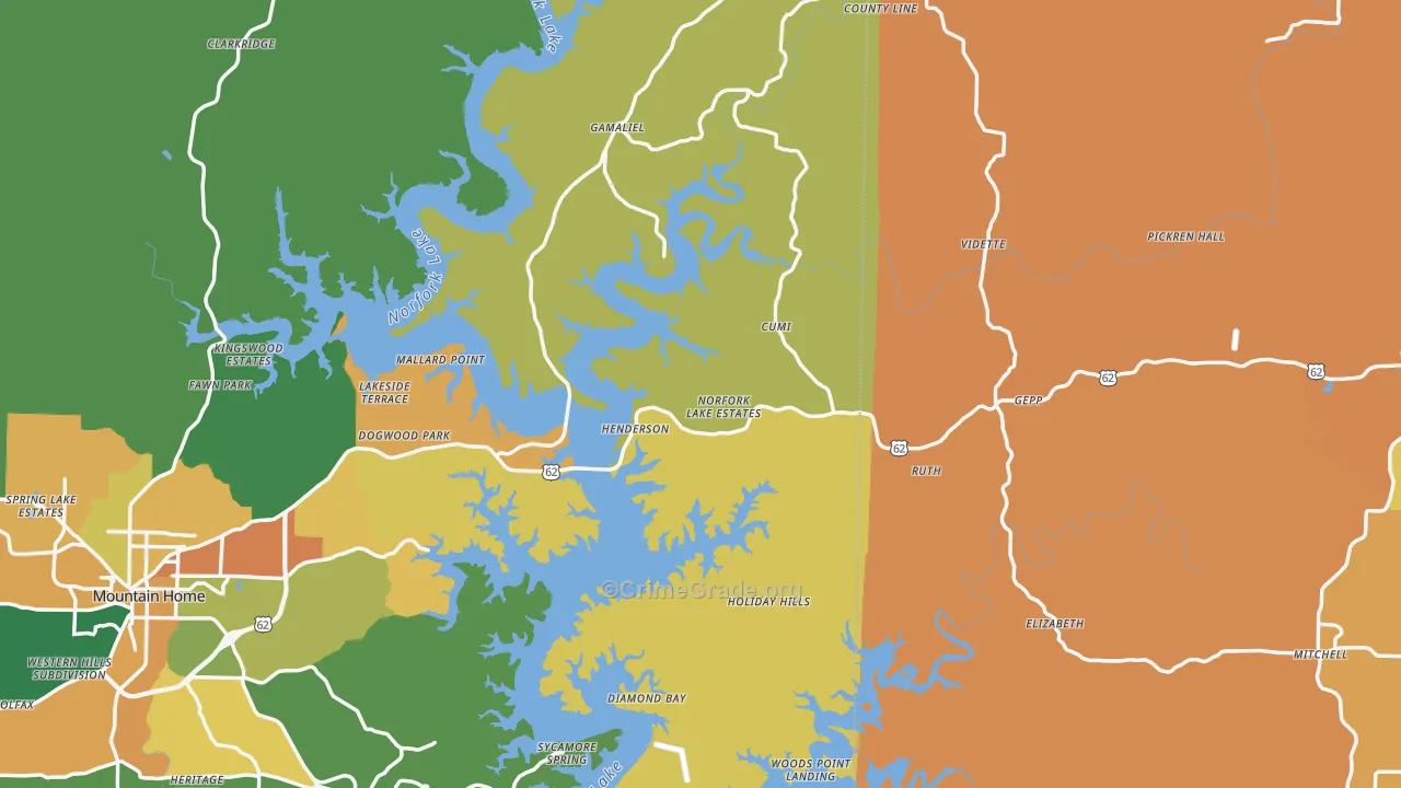 Henderson, AR Map of Robbery Rates