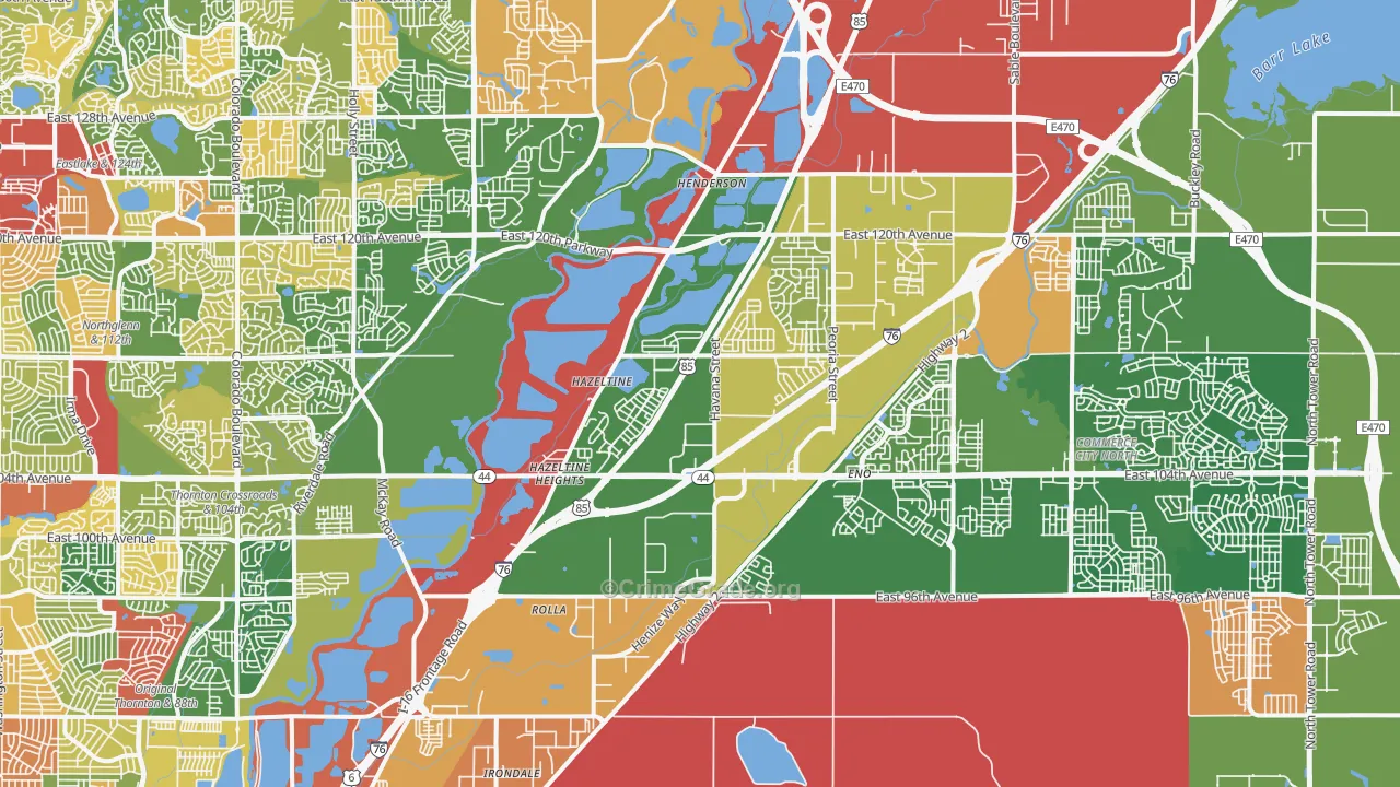 Henderson, CO Map of Robbery Rates