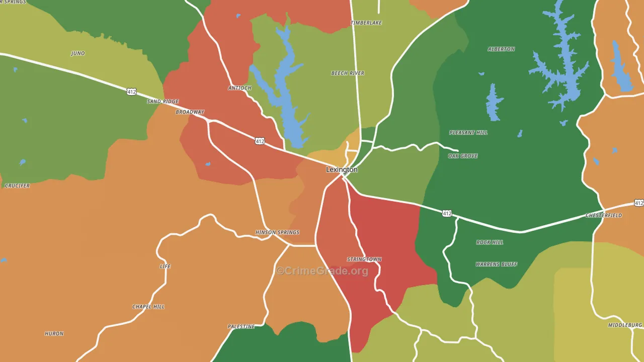Henderson County, TN Map of Robbery Rates