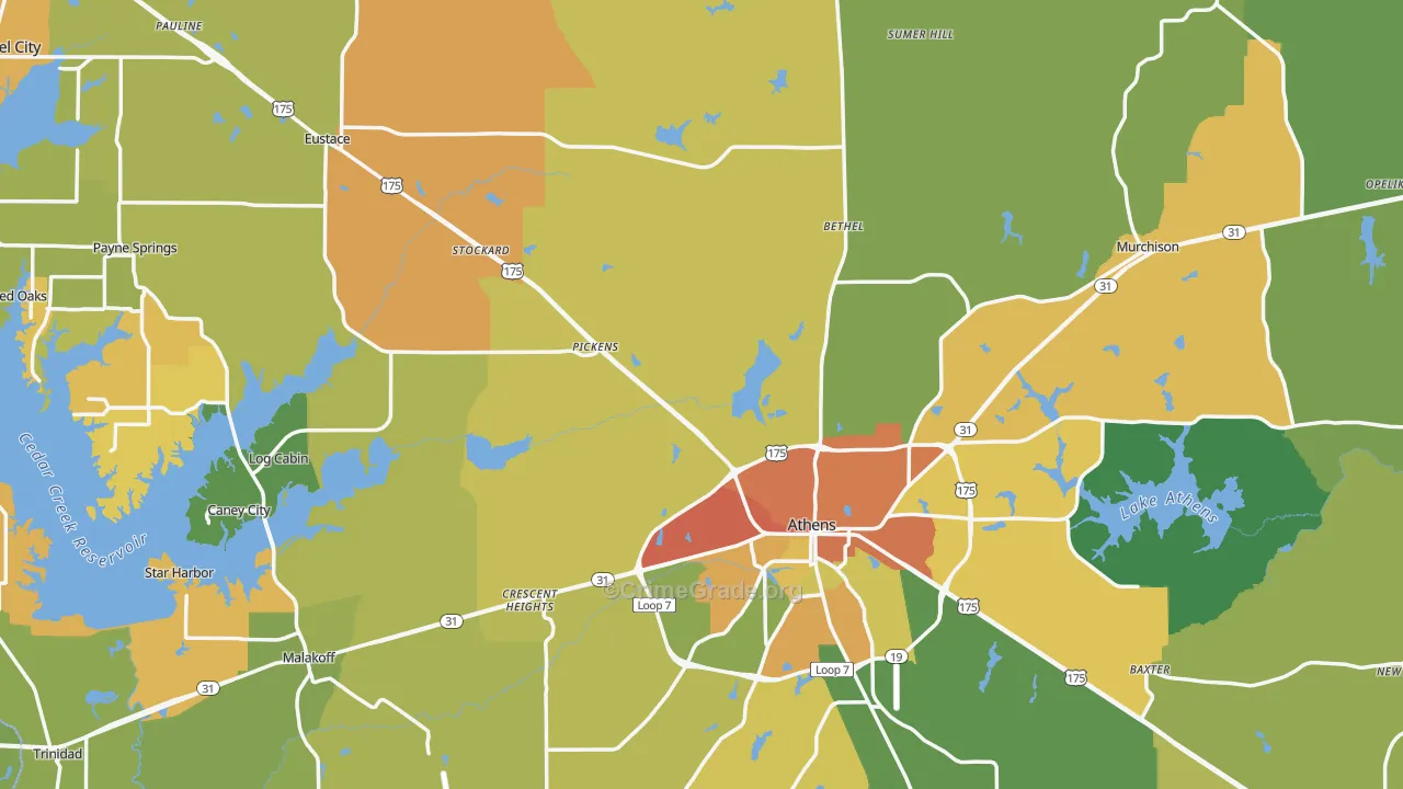 Henderson County, TX Map of Robbery Rates