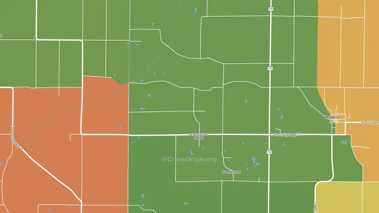 Henderson Grove, IL Map of Robbery Rates