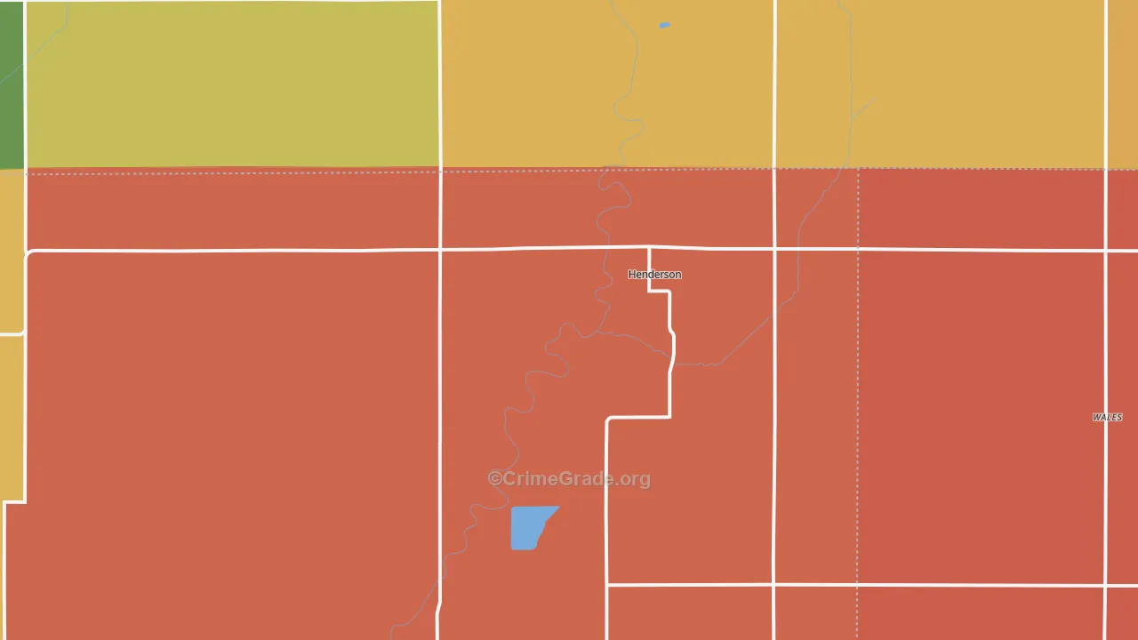 Henderson, IA Map of Robbery Rates