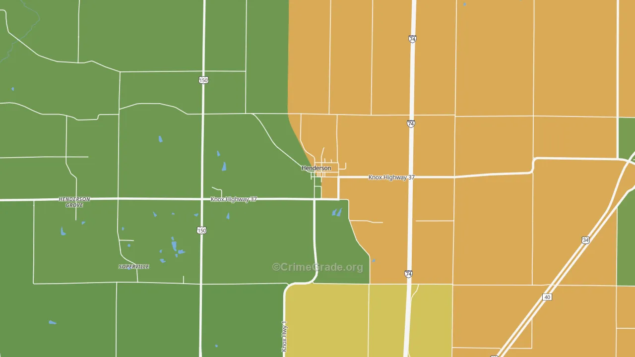 Henderson, IL Map of Robbery Rates