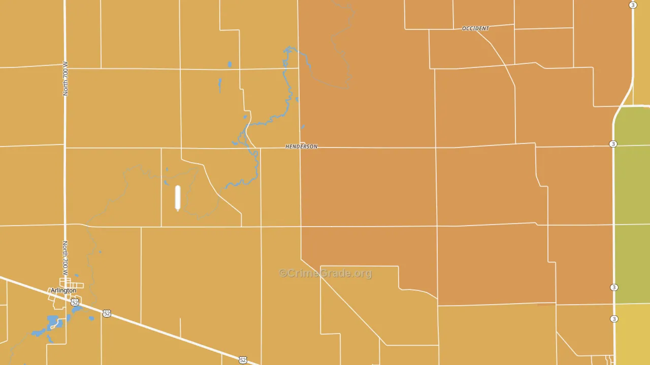 Henderson, IN Map of Robbery Rates