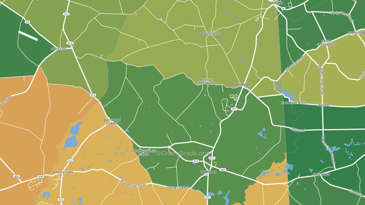 Henderson, MD Map of Robbery Rates