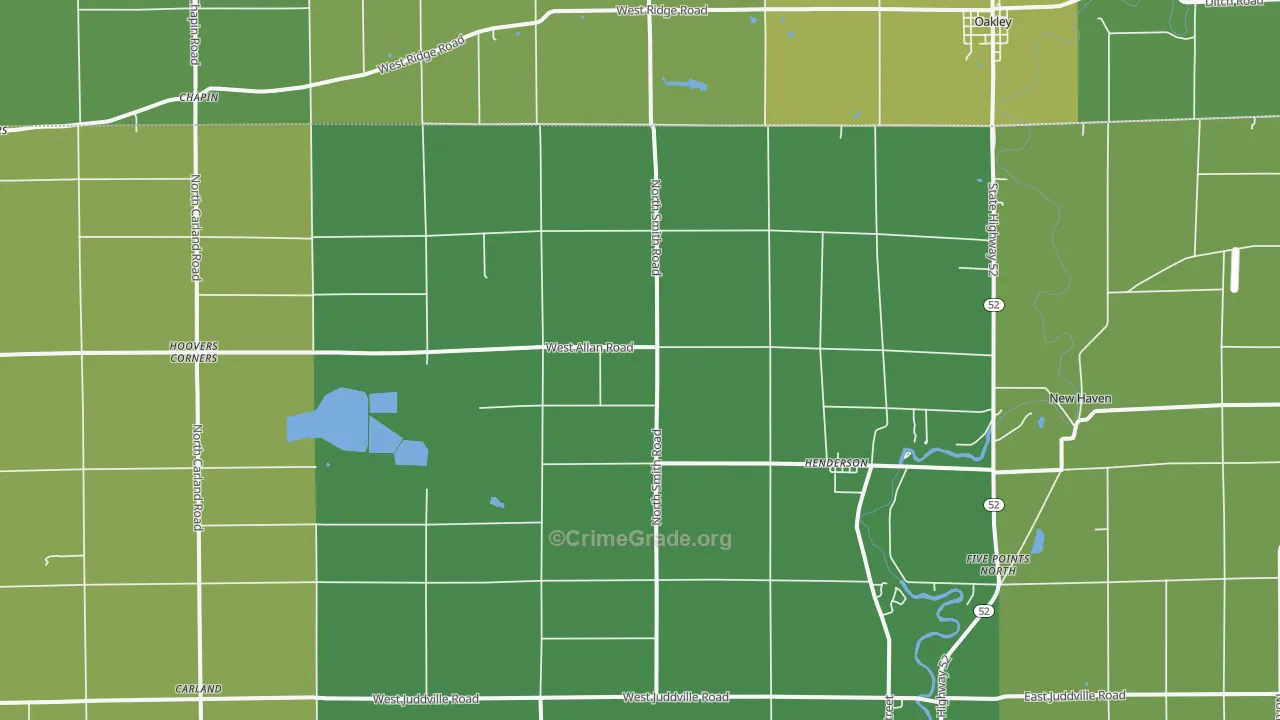 Henderson, MI Map of Robbery Rates