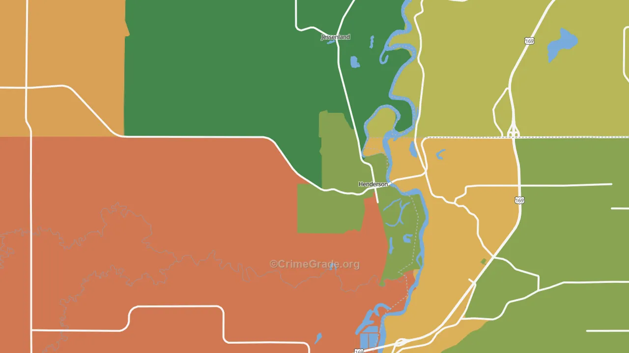 Henderson, MN Map of Robbery Rates