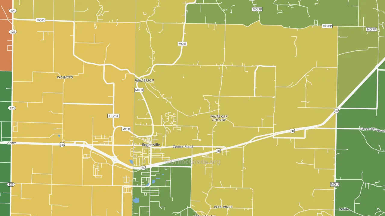 Henderson, MO Map of Robbery Rates