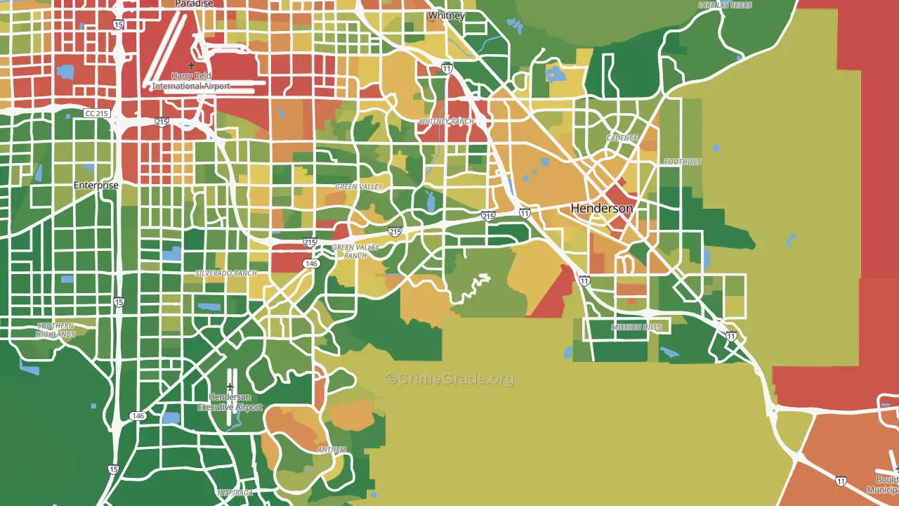 Henderson, NV Map of Robbery Rates