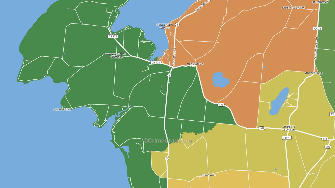 Henderson, NY Map of Robbery Rates