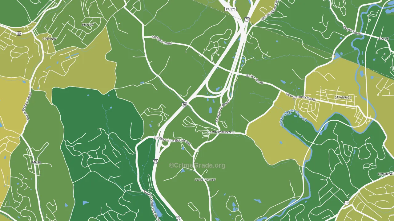 Hendersonville, PA Map of Robbery Rates