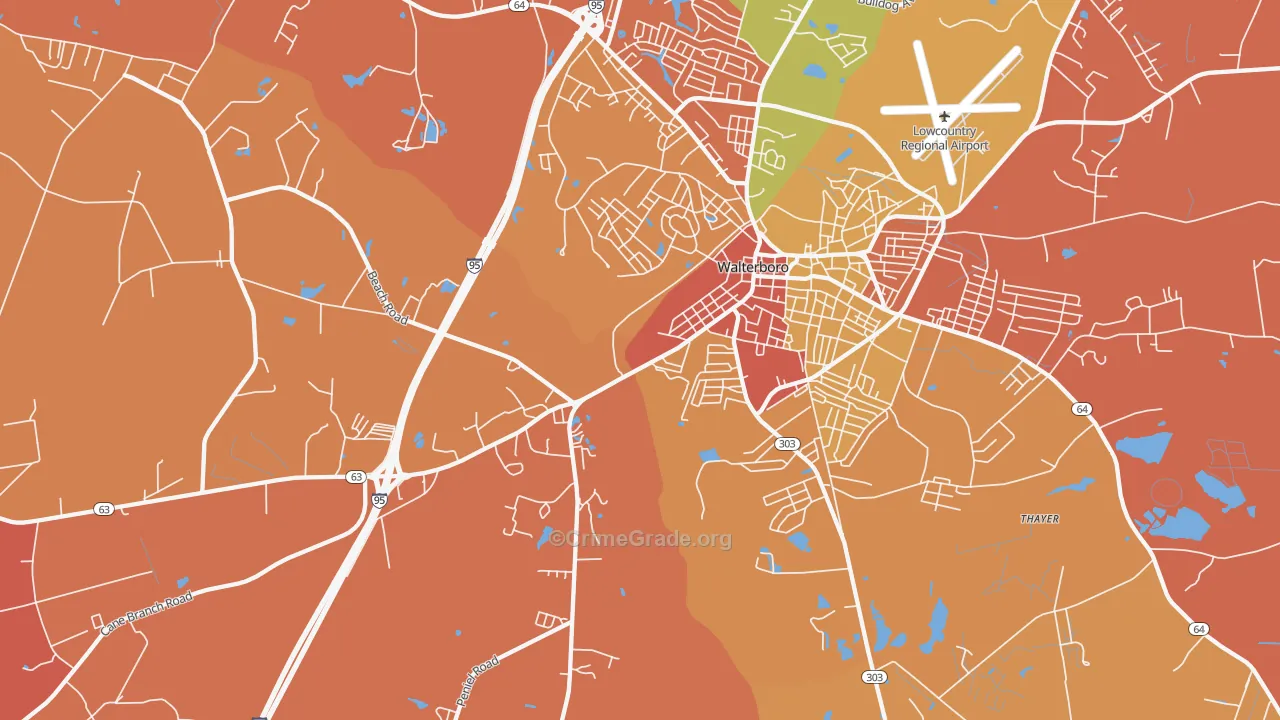 Hendersonville, SC Map of Robbery Rates
