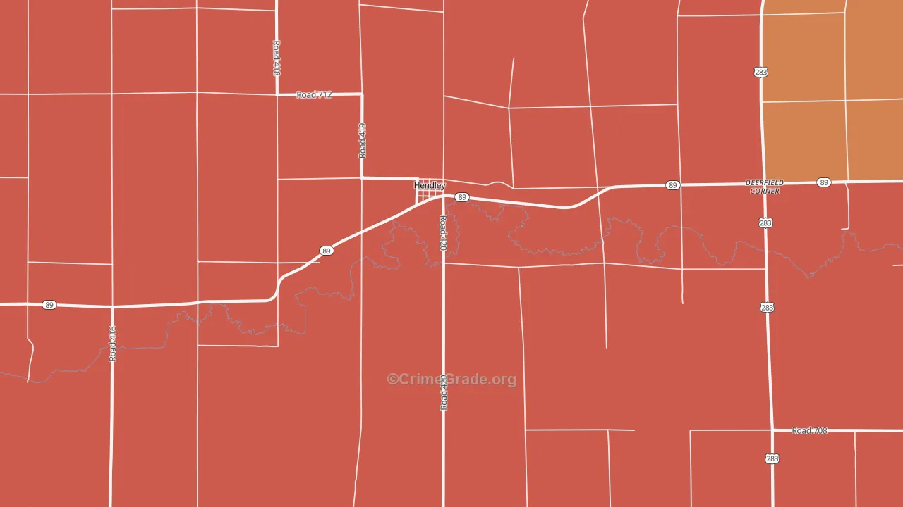 Hendley, NE Map of Robbery Rates
