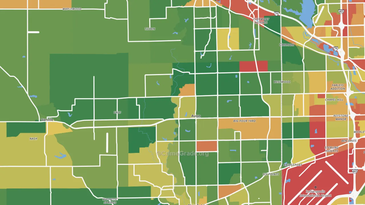 Hendricks County, IN Map of Robbery Rates