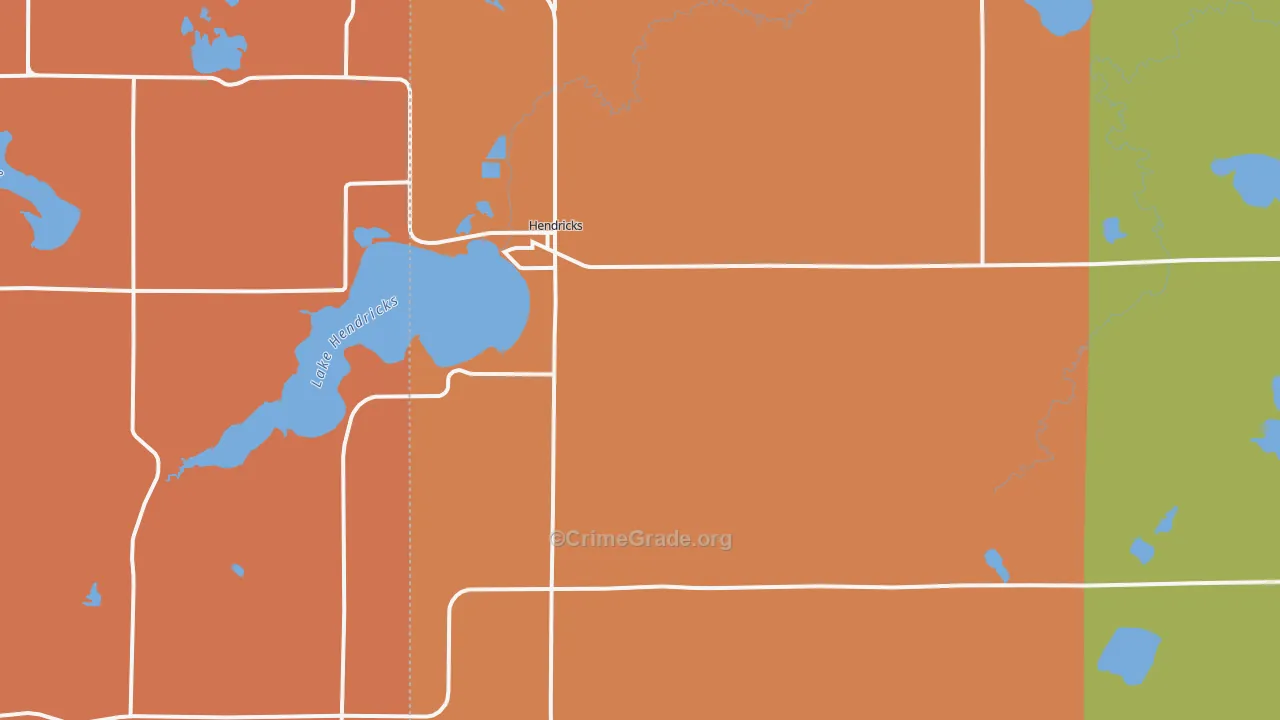 Hendricks, MN Map of Robbery Rates