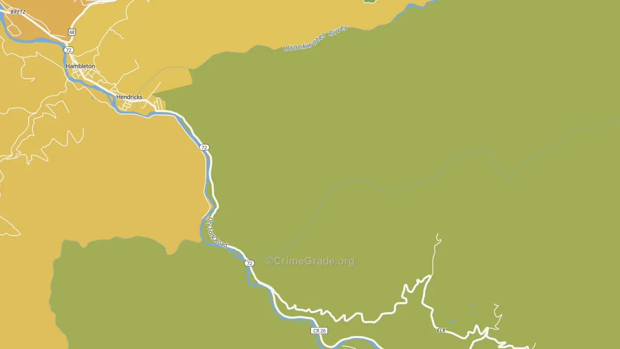 Hendricks, WV Map of Robbery Rates