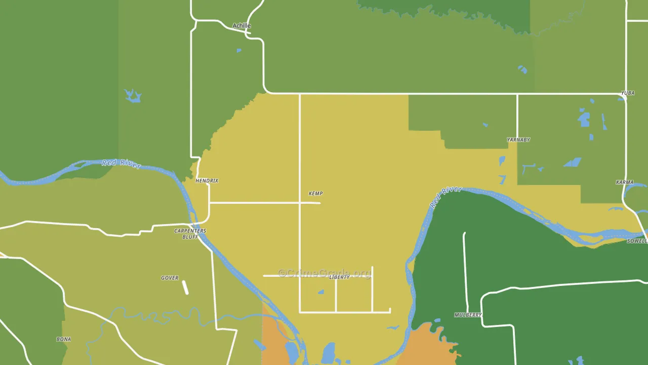 Hendrix, OK Map of Robbery Rates