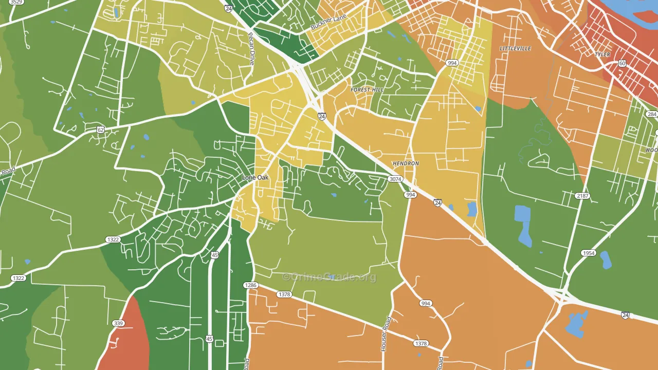 Hendron, KY Map of Robbery Rates