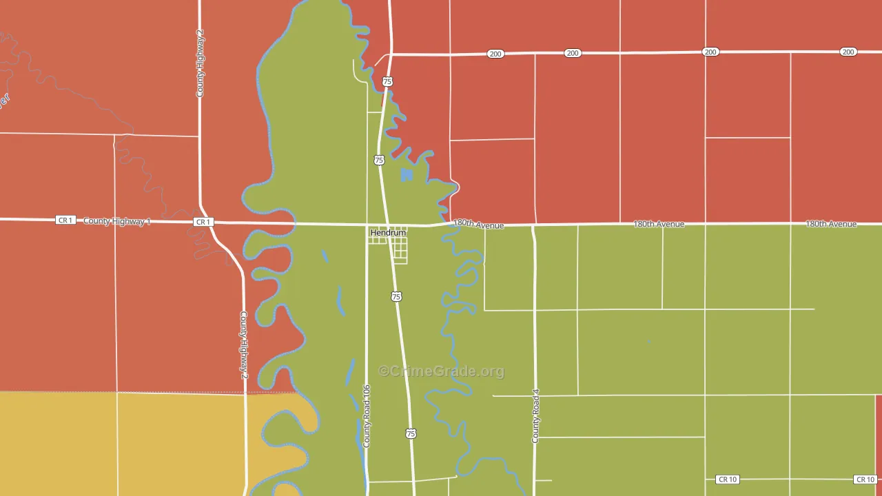 Hendrum, MN Map of Robbery Rates