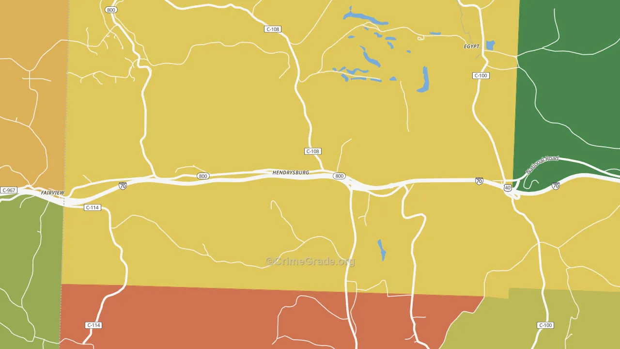 Hendrysburg, OH Map of Robbery Rates