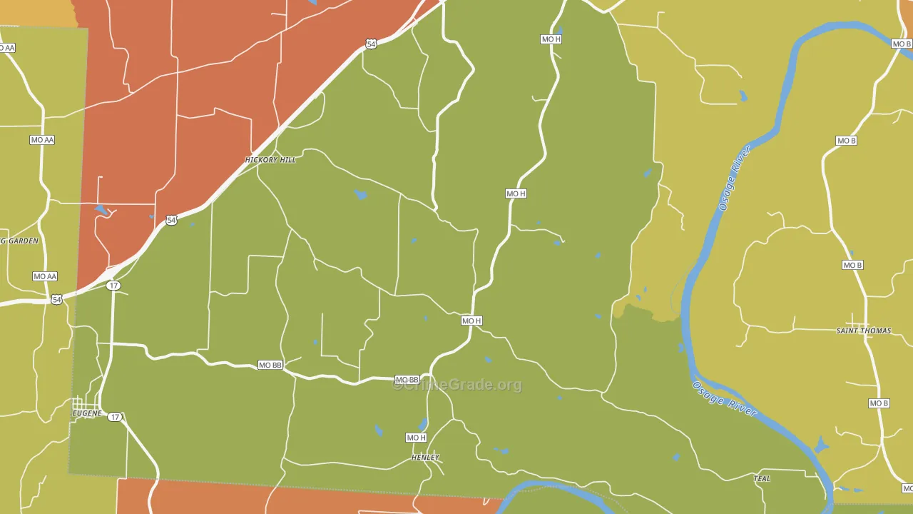 Henley, MO Map of Robbery Rates