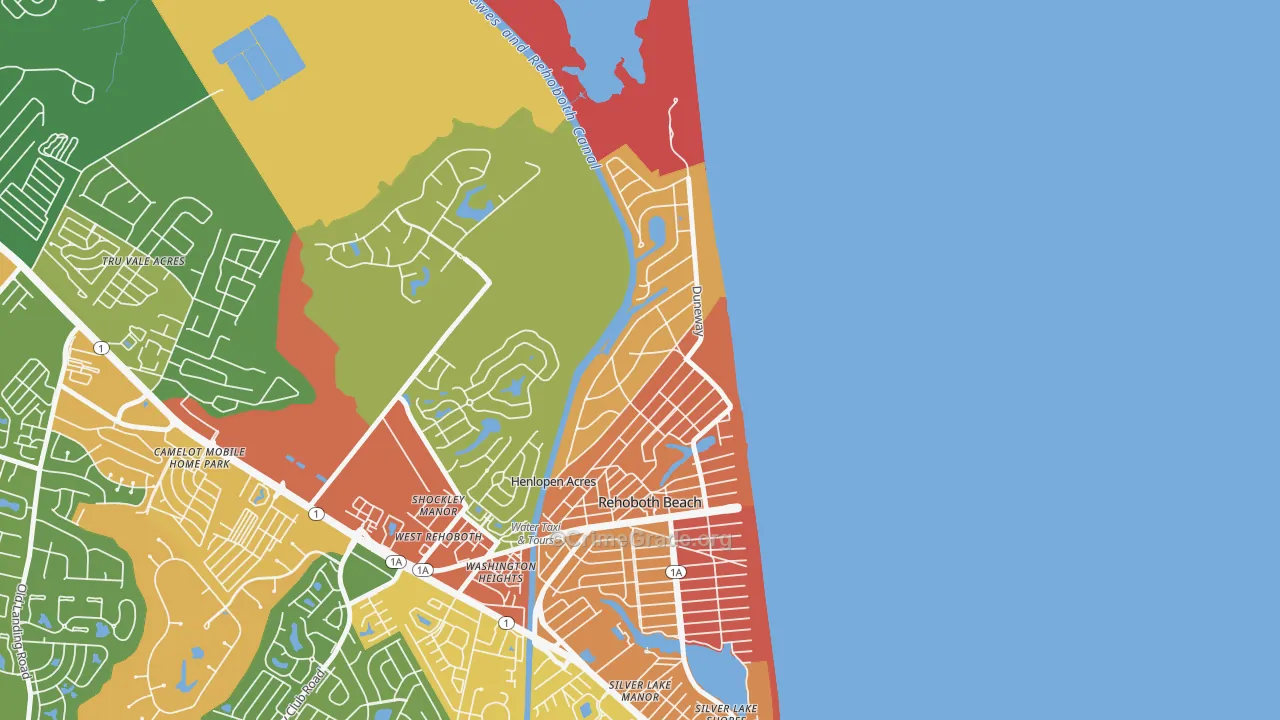 Henlopen Acres, DE Map of Robbery Rates