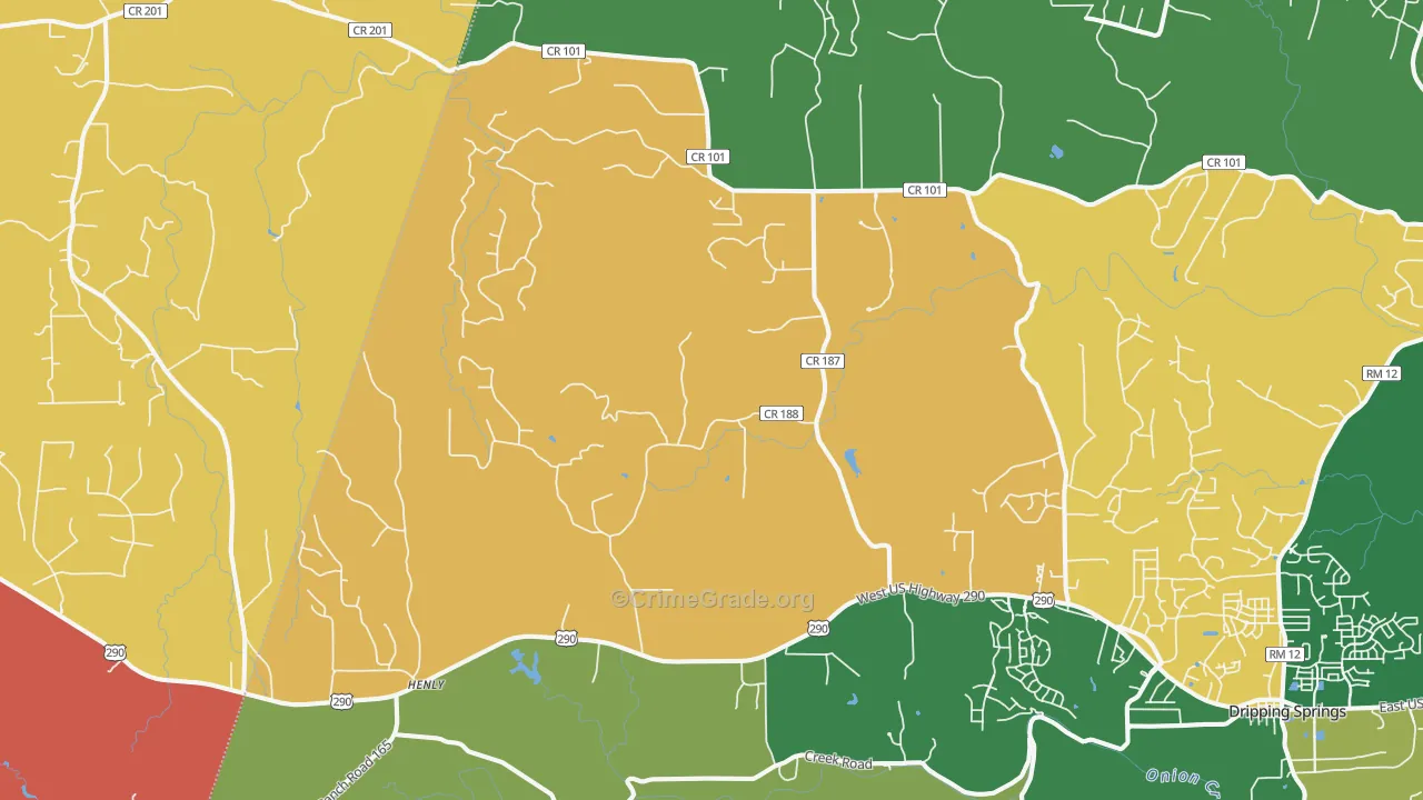 Henly, TX Map of Robbery Rates