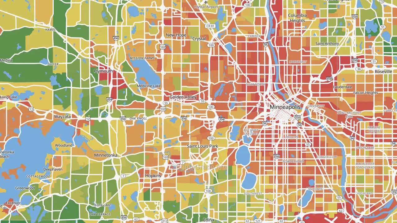 Hennepin County, MN Map of Robbery Rates