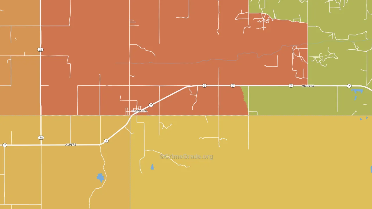 Hennepin, OK Map of Robbery Rates