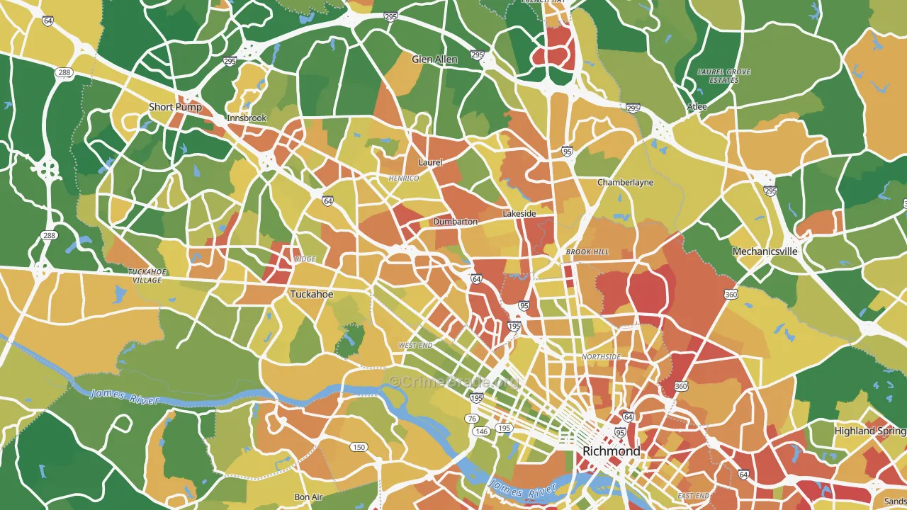 Henrico County, VA Map of Robbery Rates