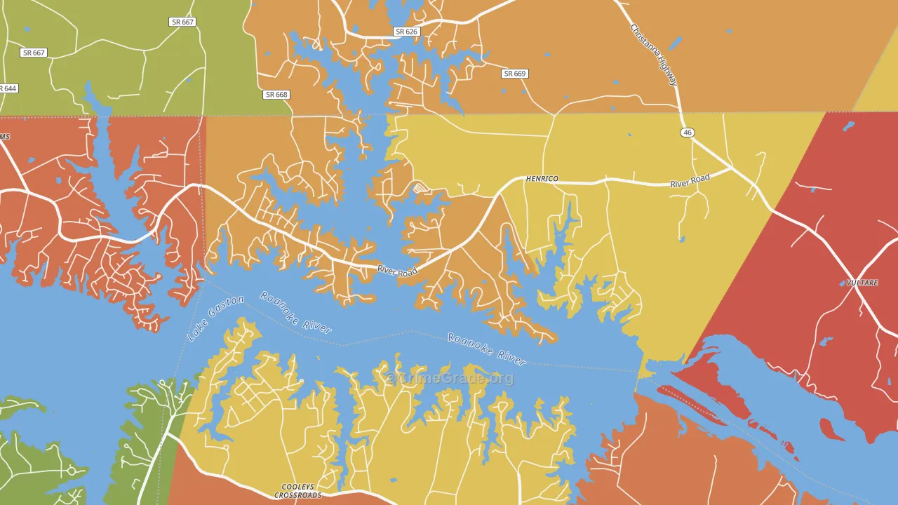 Henrico, NC Map of Robbery Rates