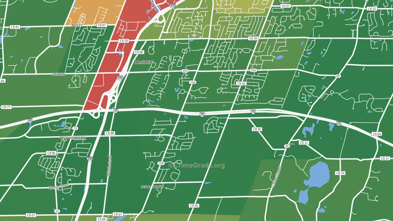 Henrietta, NY Map of Robbery Rates