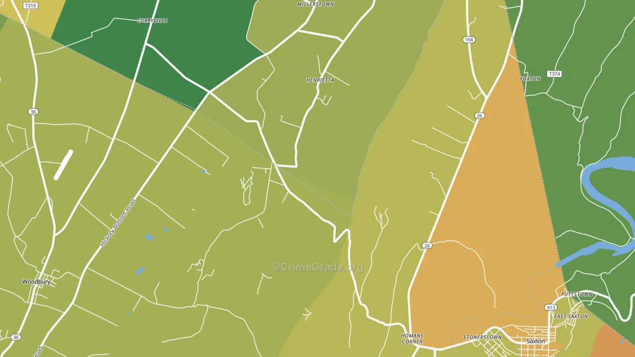 Henrietta, PA Map of Robbery Rates