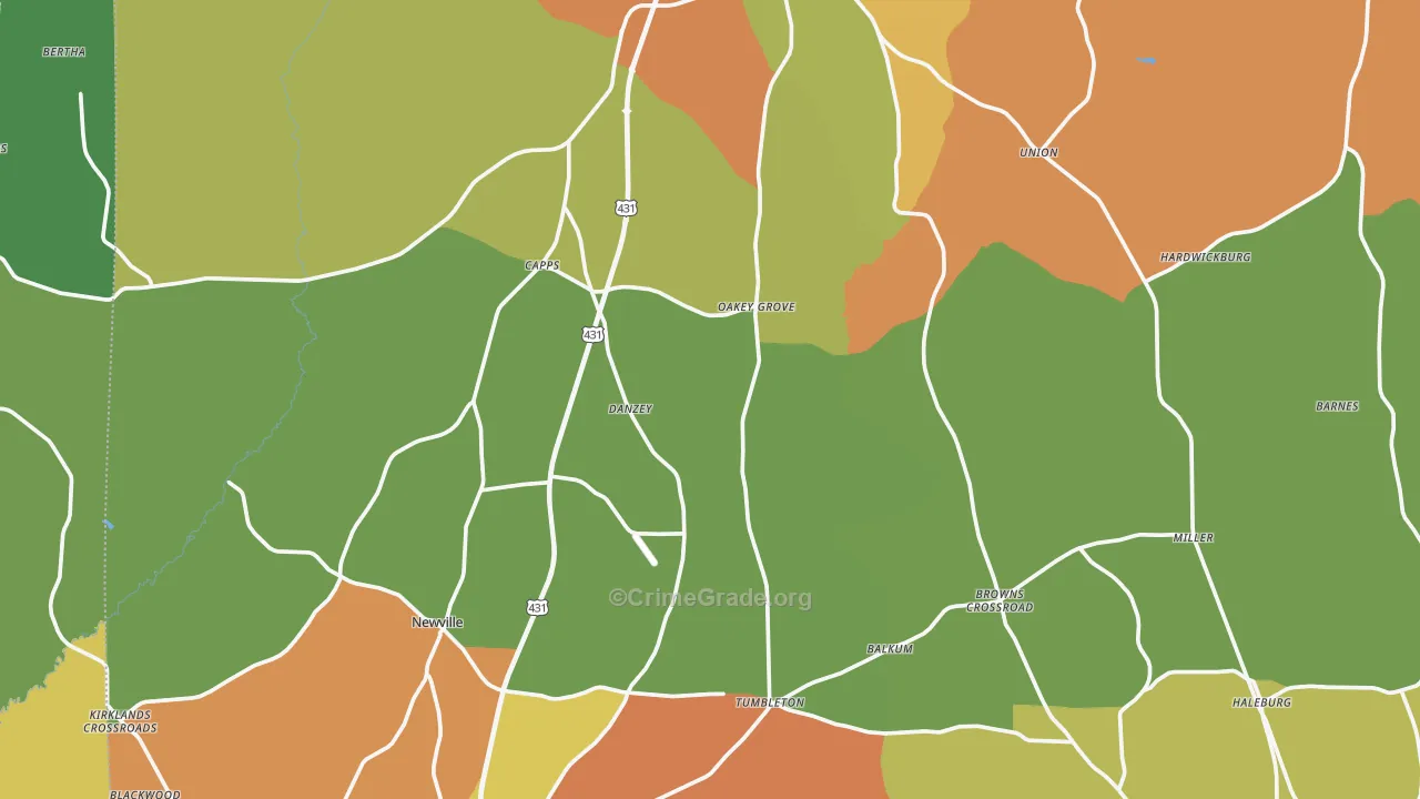 Henry County, AL Map of Robbery Rates