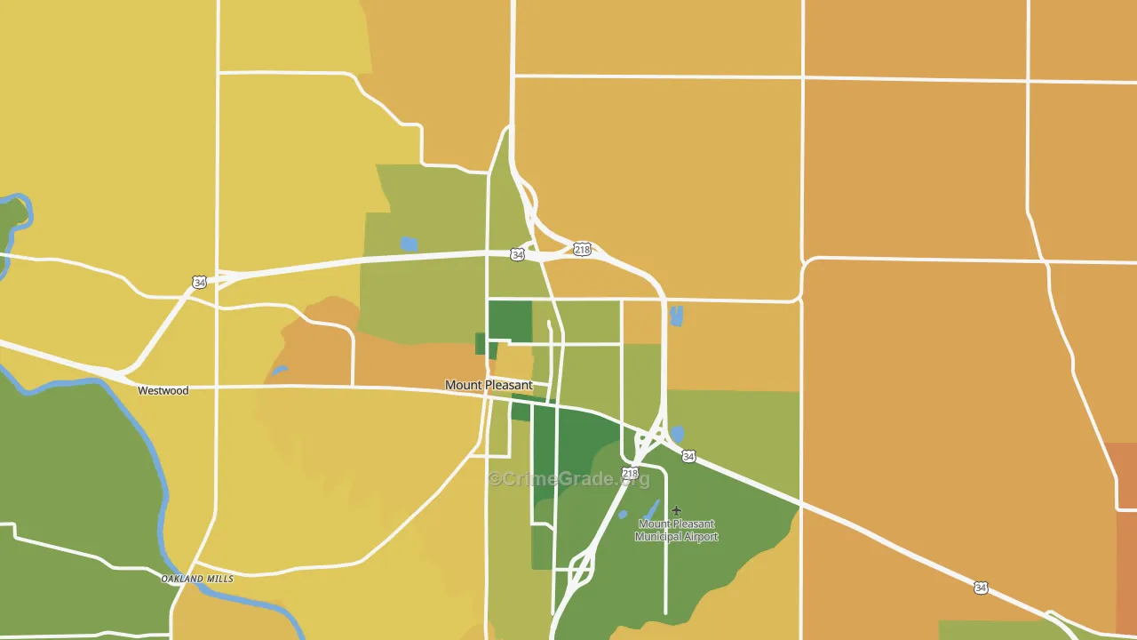 Henry County, IA Map of Robbery Rates