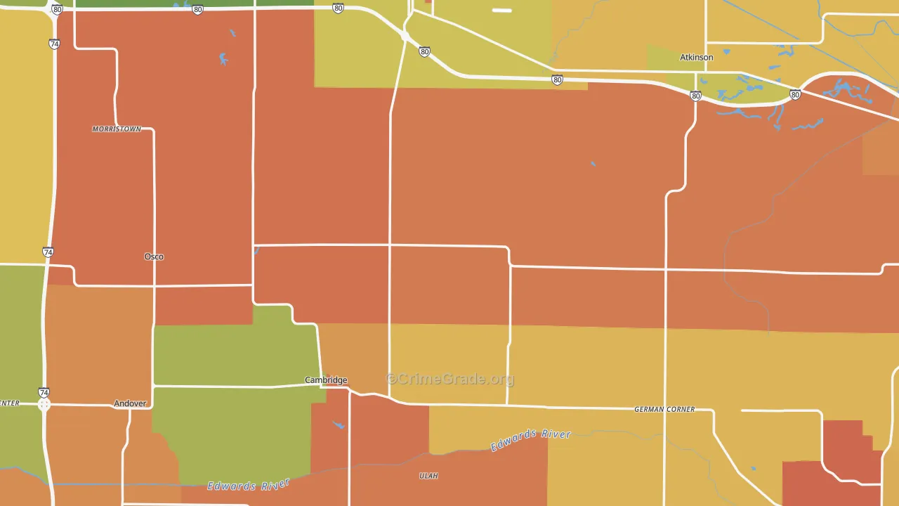 Henry County, IL Map of Robbery Rates