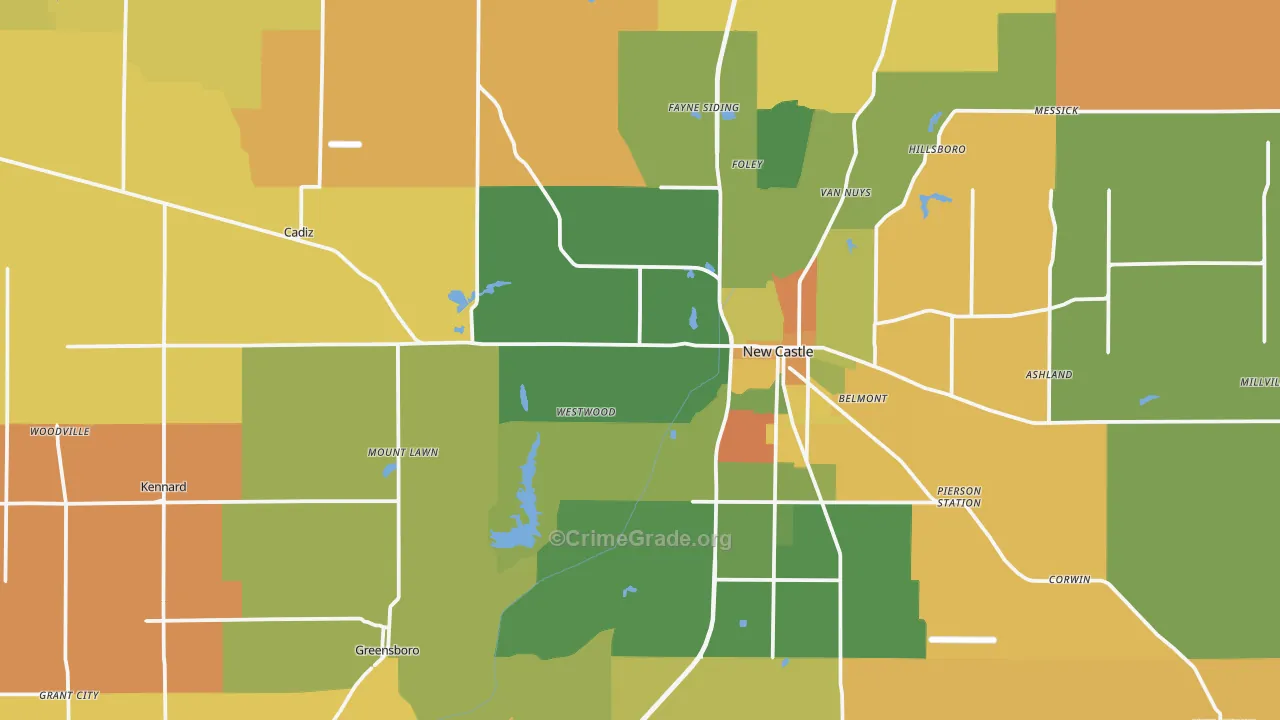 Henry County, IN Map of Robbery Rates