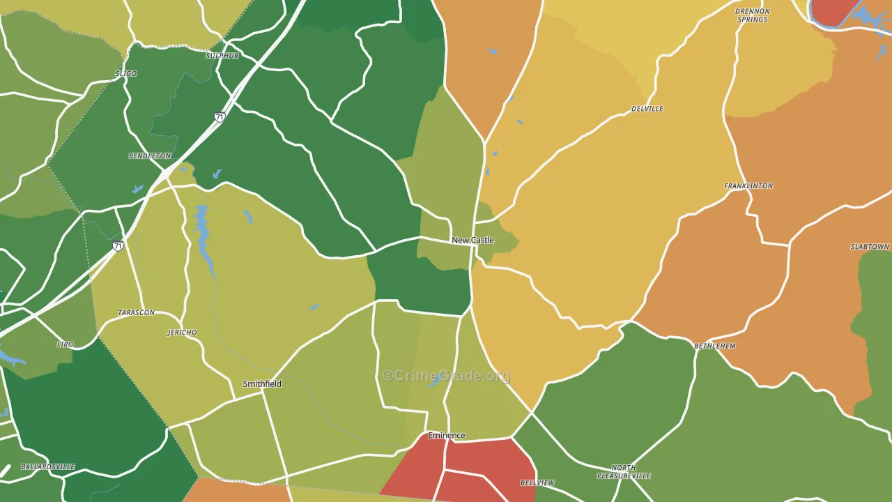 Henry County, KY Map of Robbery Rates