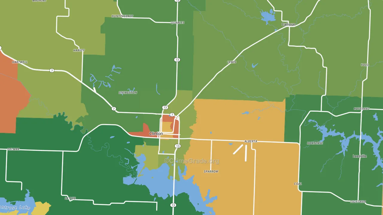 Henry County, MO Map of Robbery Rates