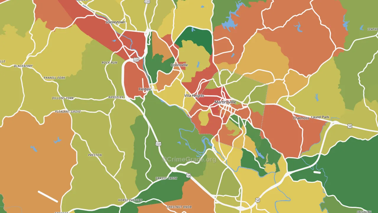 Henry County, VA Map of Robbery Rates