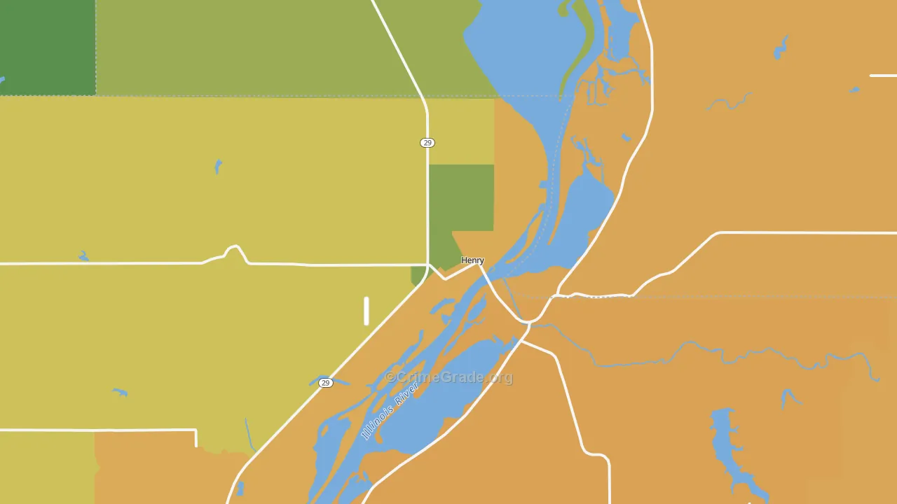 Henry, IL Map of Robbery Rates