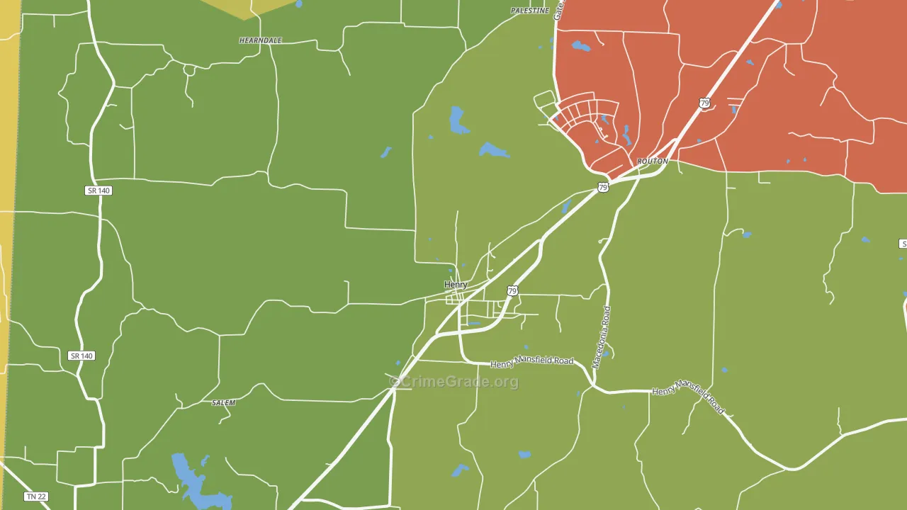 Henry, TN Map of Robbery Rates
