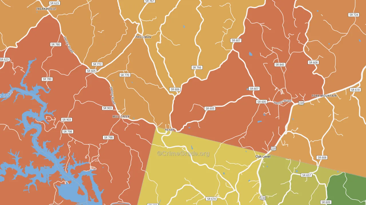 Henry, VA Map of Robbery Rates